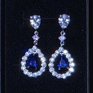 Elegant Drop Earrings 925 Sterling Silver, Aquamarine, Real Attention Getters